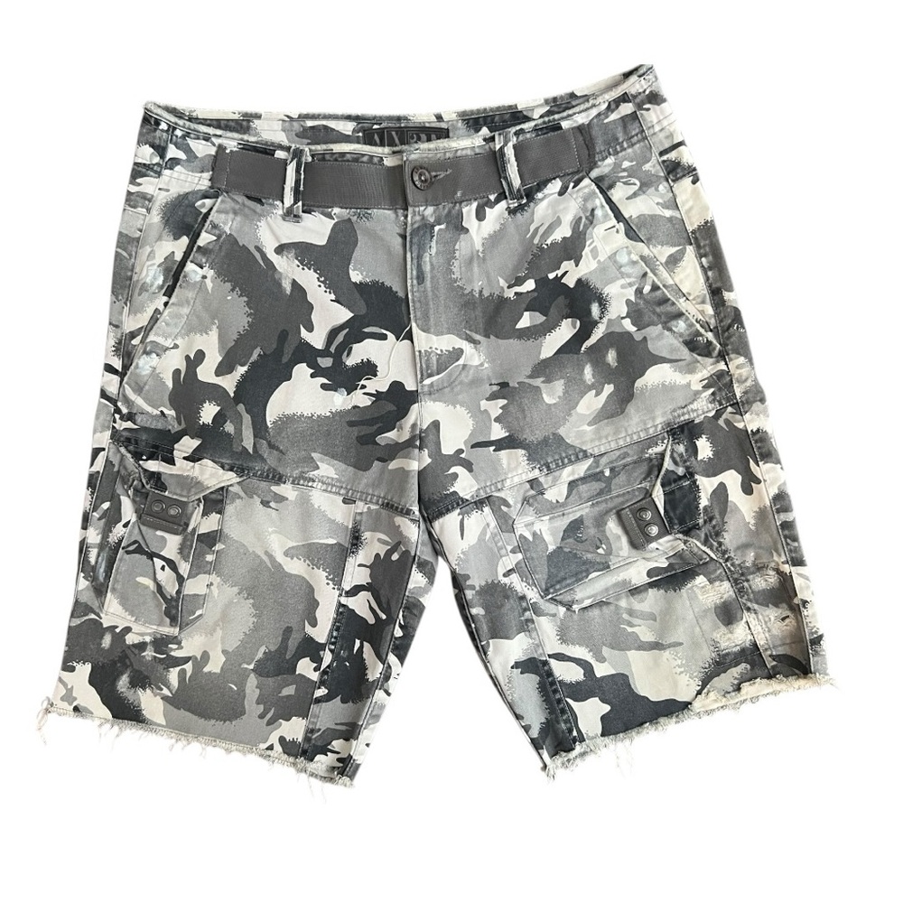 Armani Exchange Men’s 31 Camo Cargo Shorts Distressed Raw Hem‎ A|X Utility